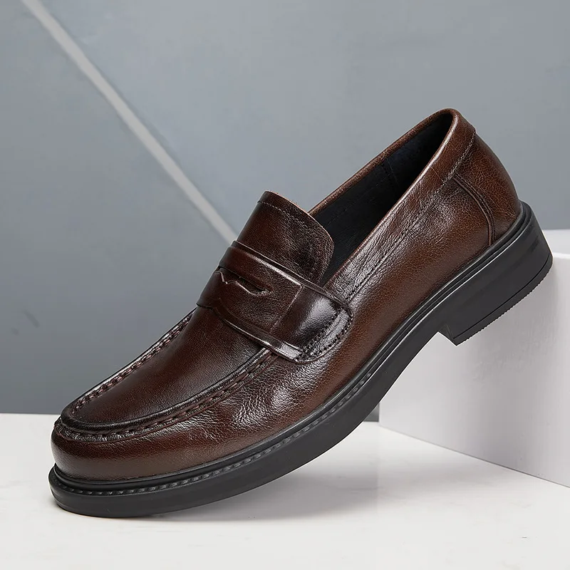 

Men's Shoes Business Formal Attire Leather Shoes 2025 Autumn New Thick-soled Anti Slip Wear-resistant Handmade Sewing Shoes Men