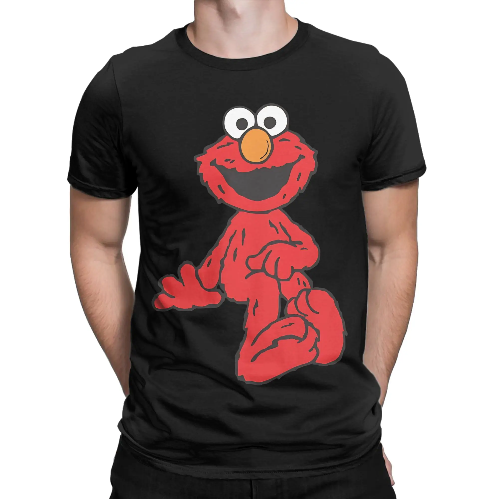 Elmos Onyx Elmo Lace Sesame Motion Street Funny Graphic 100% Cotton T-Shirt sSesame Street Tops Tees For Men