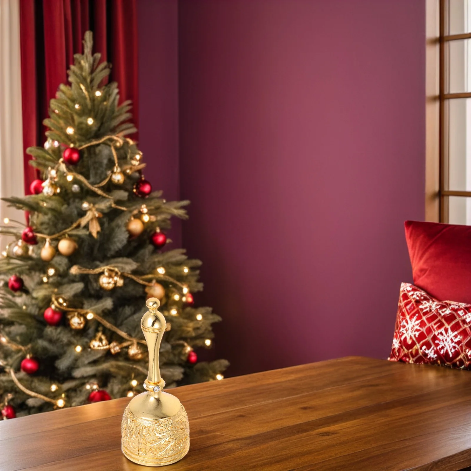 

Alloy Hand Bell Zinc Metal Vintage Gold Dragon Phoenix Design For Service Call Wedding Meditation Dinner Classroom Yoga