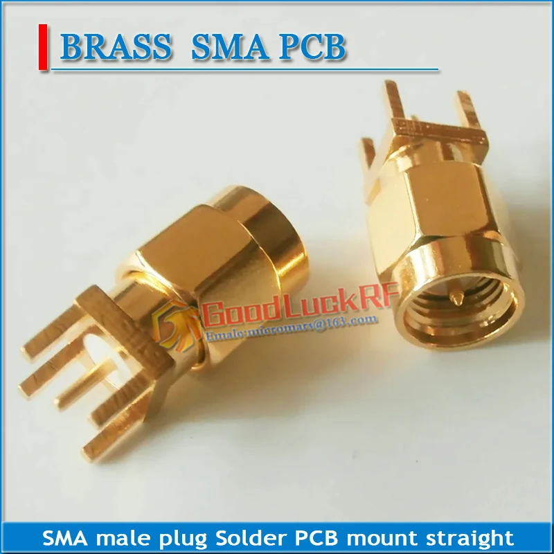 1X Stuks Rf Connector Socket Sma Stekker Soldeer Pcb Mount Straight 5.08Mm Vergulde Coaxiale Rf Adapters
