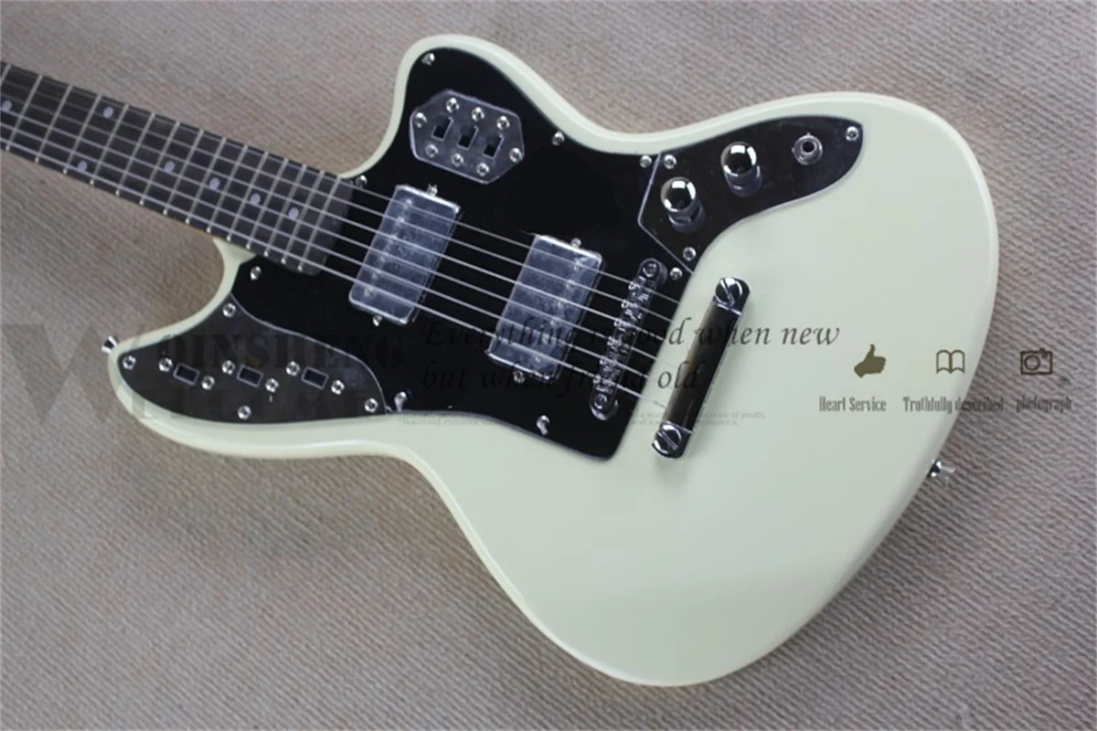 6-string electric guitar, Jagu cream guitar, rosewood fingerboard, fixed bridge, vintage buttons