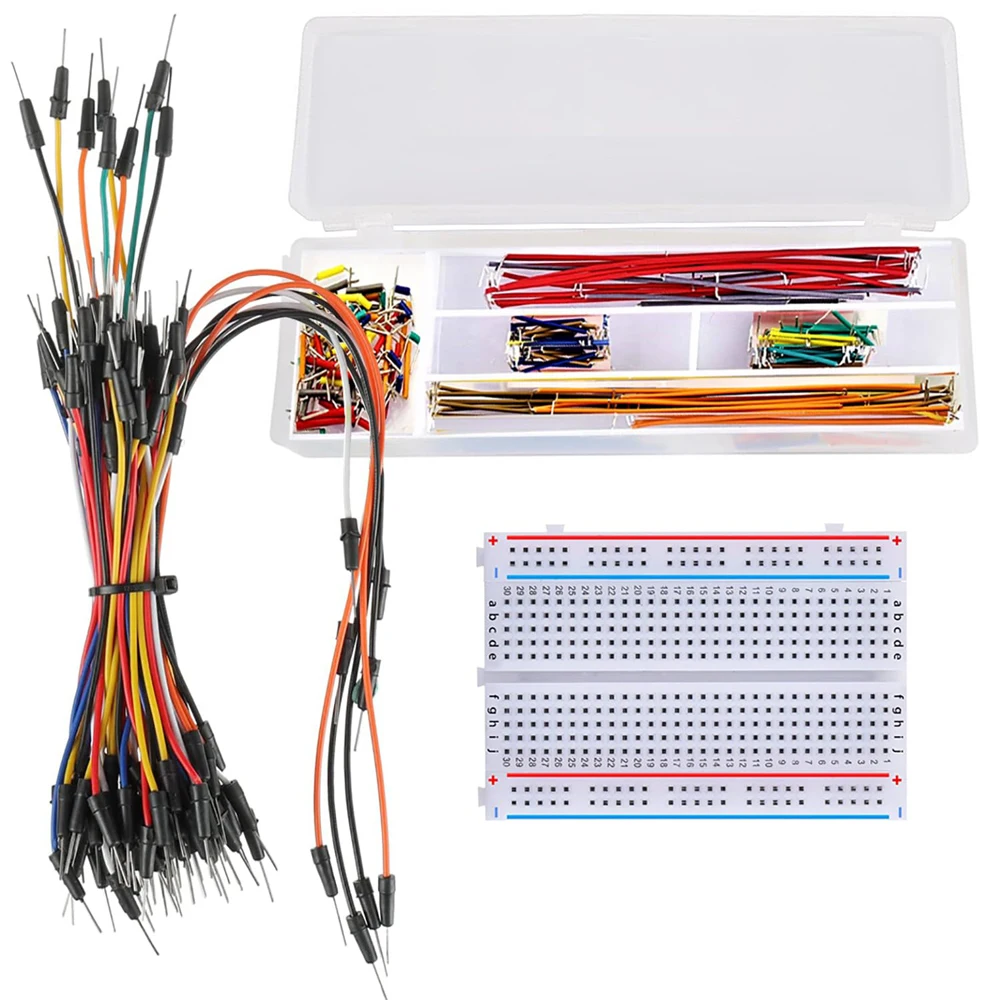 Breadboard Jumper Wire Kit con tavola per il pane a 400 punti + 65 pezzi di più dimensioni M/M Jumper Wire + 140 pezzi 2-125mm Jumper Wire