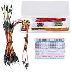 Breadboard Jumper Wire Kit con tavola per il pane a 400 punti + 65 pezzi di più dimensioni M/M Jumper Wire + 140 pezzi 2-125mm Jumper Wire