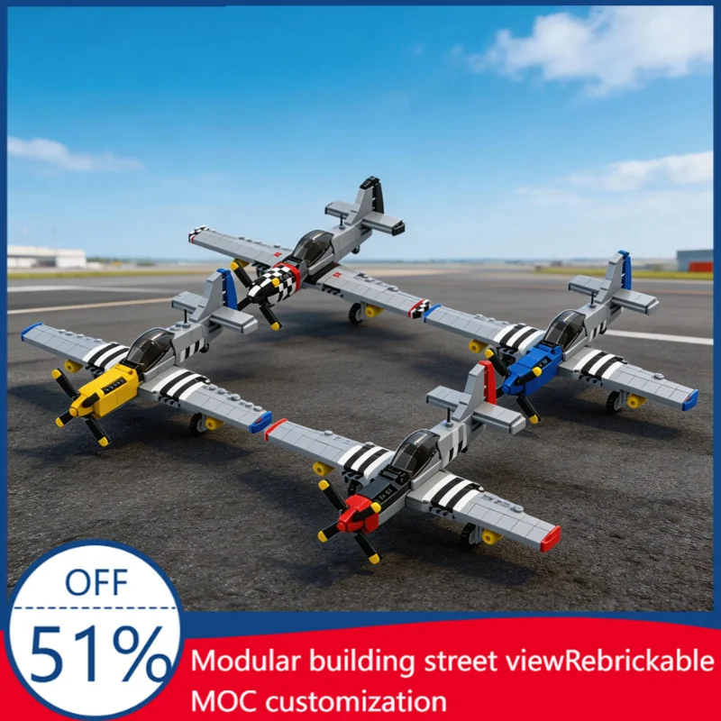 

2049 PCS P-51 Fighter Plane 4 Instruction Pack MOC Building Block Model Children Diy Educational Surprise Toys Birthday Gift