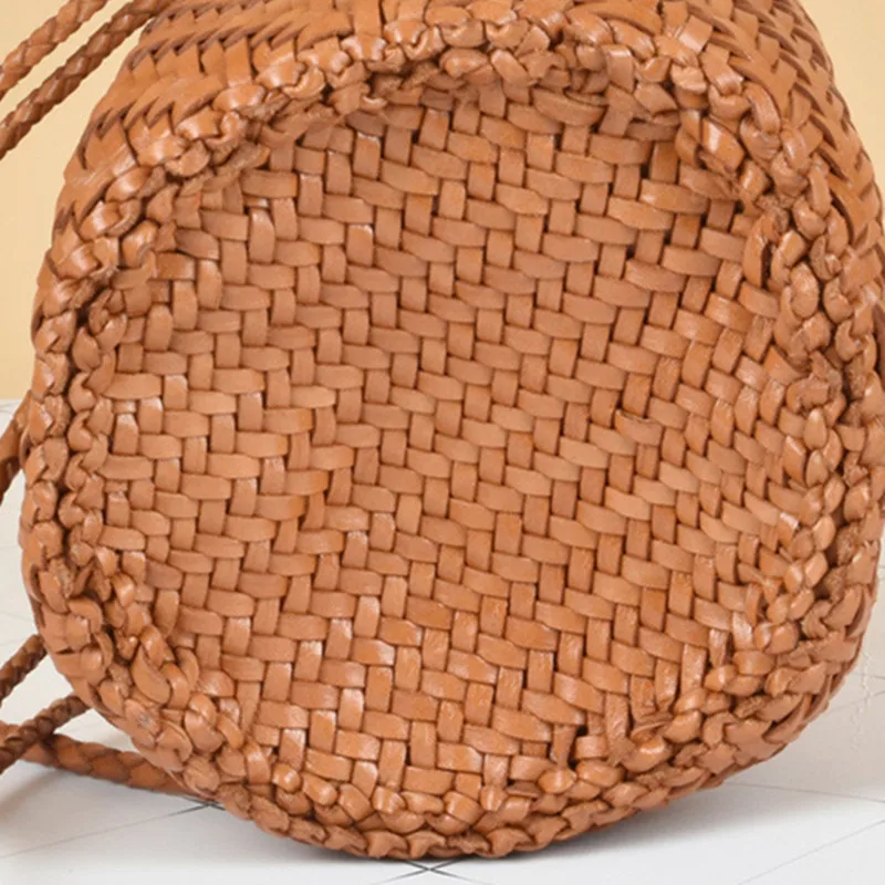 Designer woven totes bag women genuine leather cowskin knitting shopping basket handbag female bucket bag wholesale 2024 new