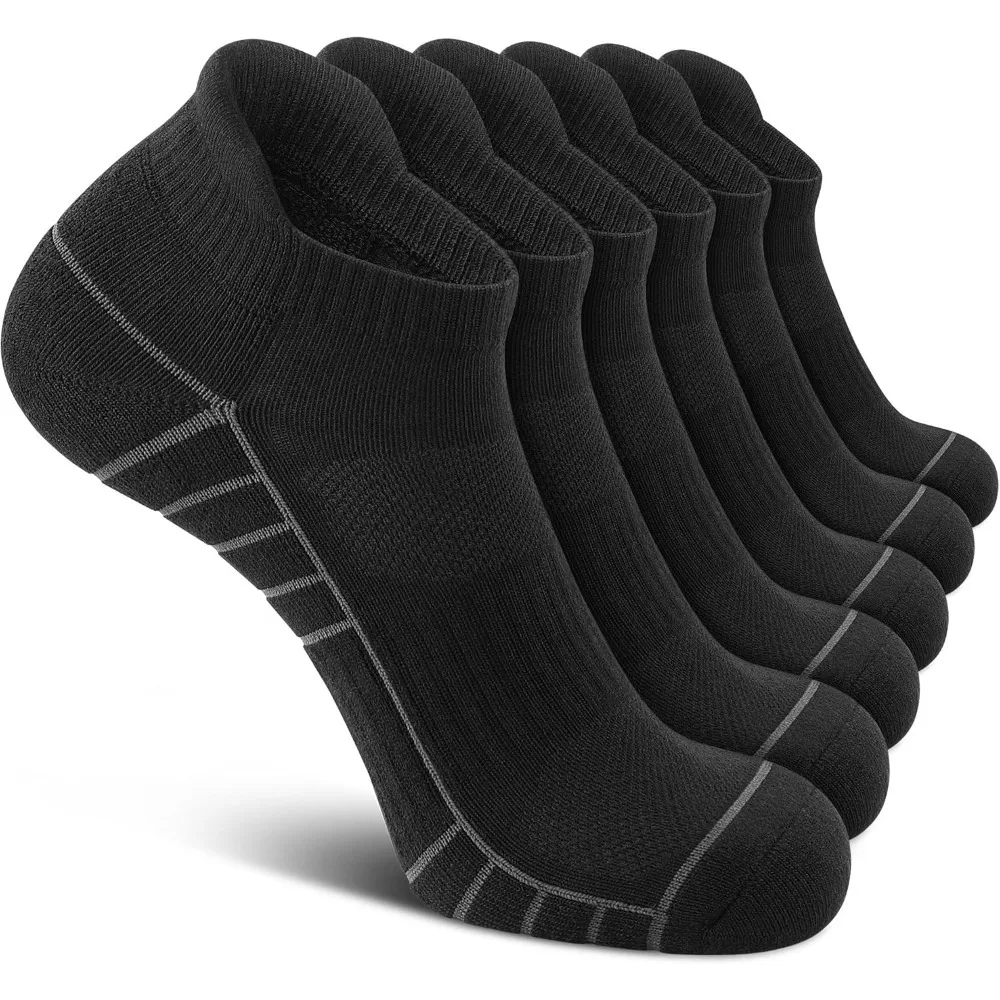 جوارب رياضية منخفضة القطع للكاحل - مبطنة، ناعمة ومسامية، مضادة للبثور، 6 أزواج من الرجال والنساء