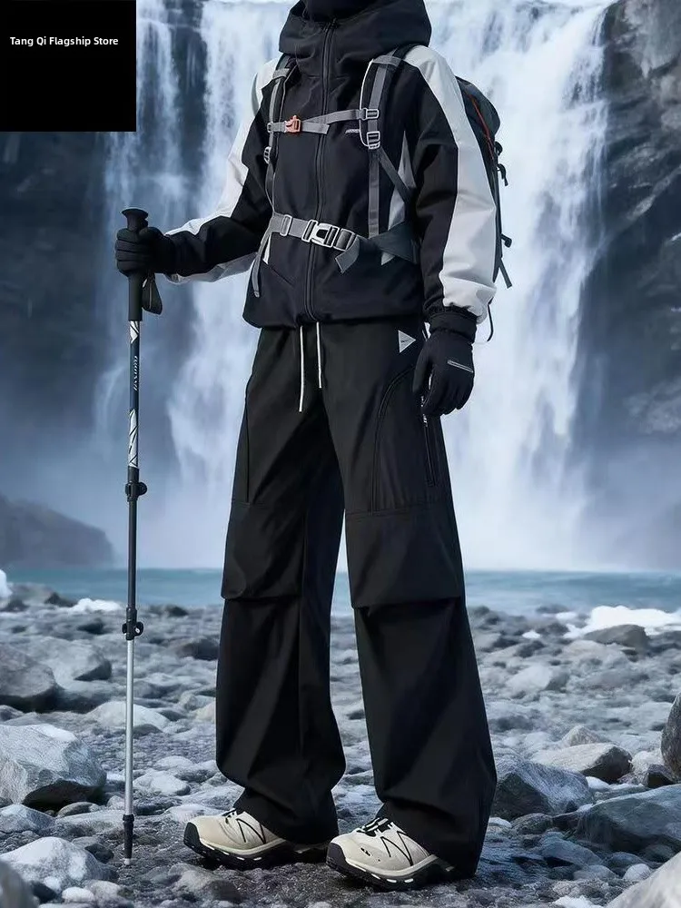 

Водонепроницаемые ветрозащитные брюки-карго для активного отдыха, мужские и женские, американского кроя, прямые, рабочие, в стиле парашютиста