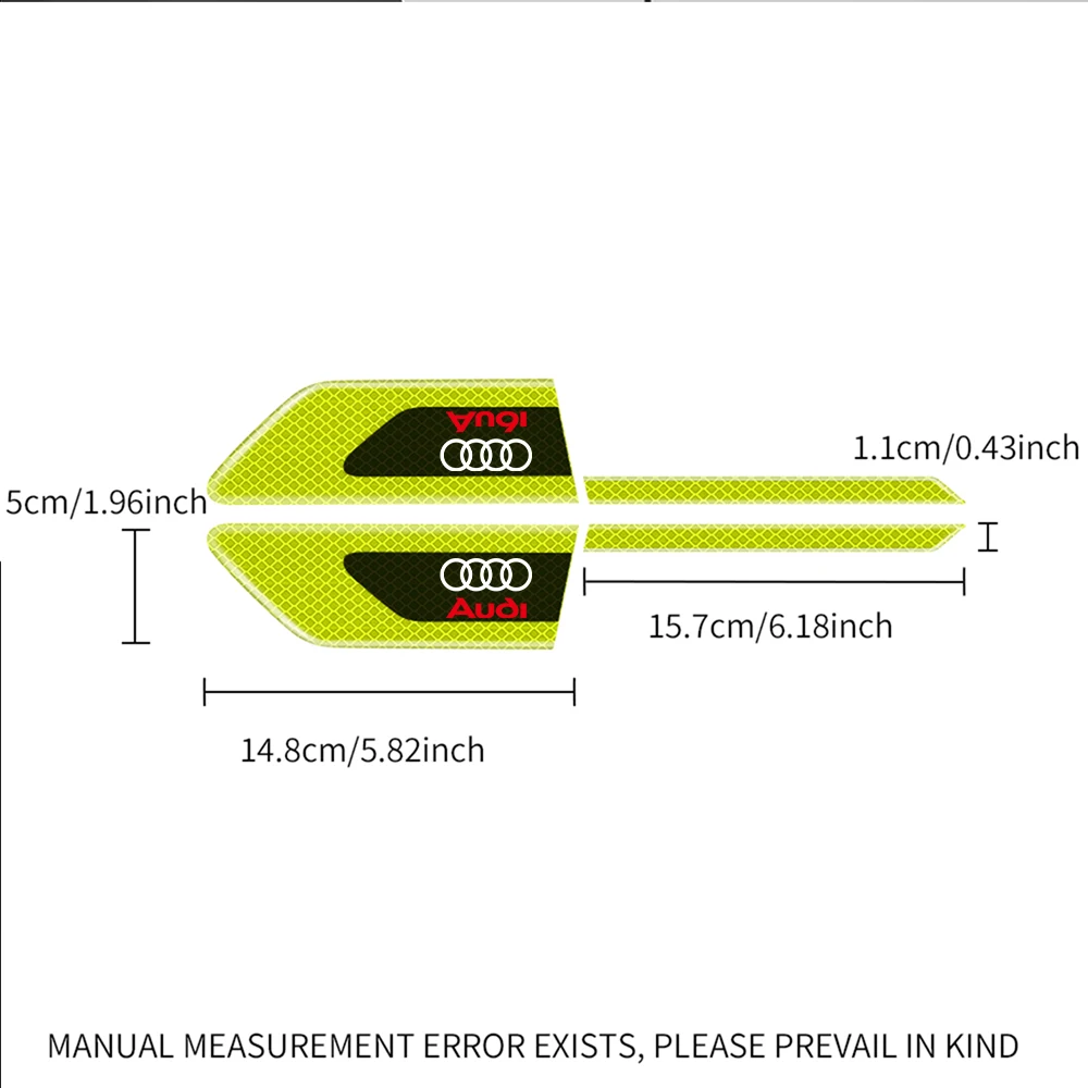 2Pcs Car Accessories Car Fender Door Warn Safety Reflective Sticker Decal For Audi Sline A3 A4 A5 A6 B6 B7 B9 8p 8v B8 C7 TT B5 view 4