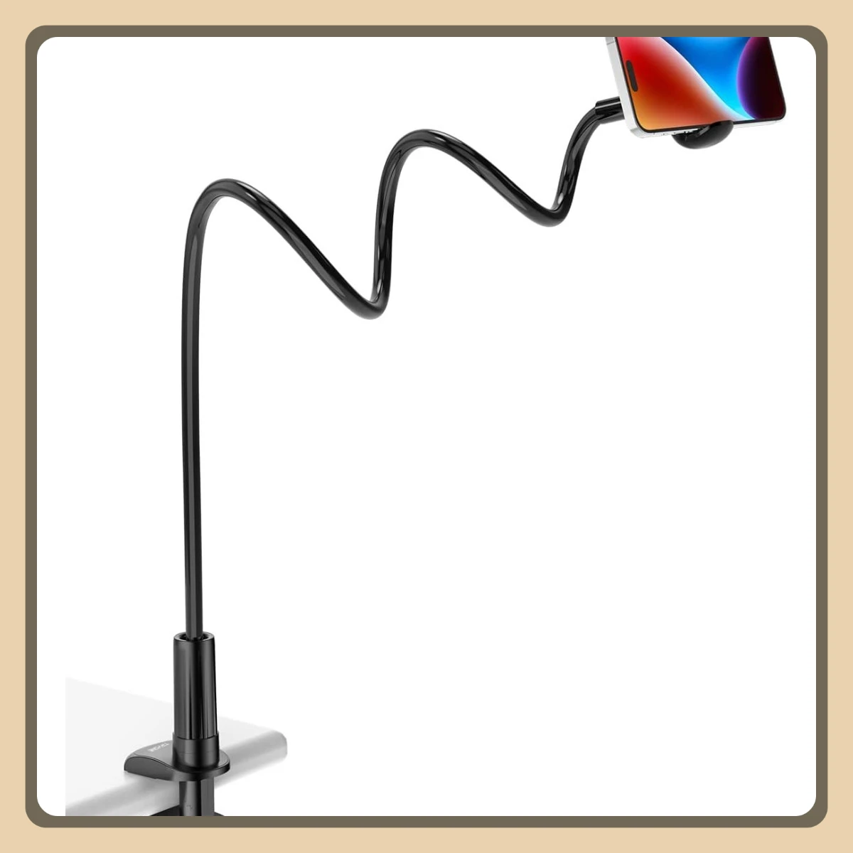 

Gooseneck Phone Stand Flexible Arm, Clamp for Bedframe Desk iPhone Android Devices