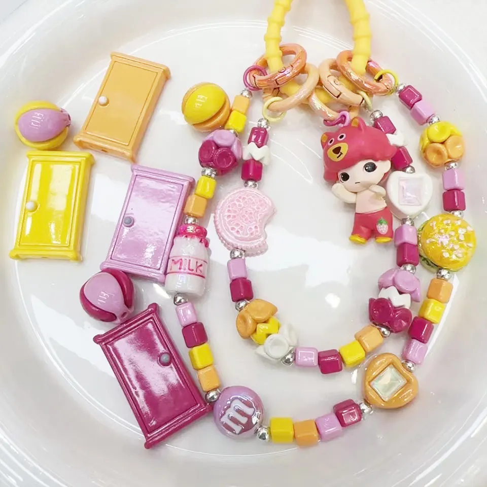 Kawaii สีสันลูกปัดประตูสําหรับเครื่องประดับทํา Handmade Beadable ปากกา DIY ตกแต่งโทรศัพท์ CHAIN พวงกุญแจรถแขวนอุปกรณ์เสริม