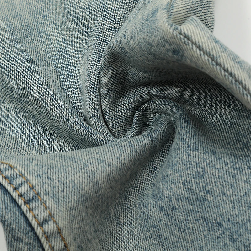 UPRAKF Straight-leg Streetwear Ripped Jeans Basic High Street Light Color Casual Pocket Denim Loose Fashion