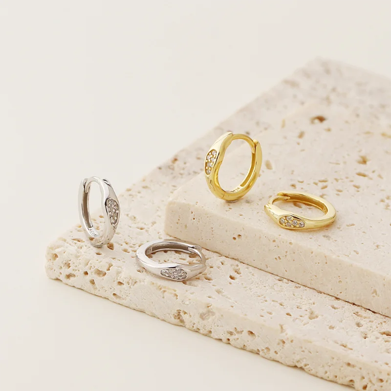 WANTME 925 فضة فريد هندسي غير النظامية هوجيز هوب أقراط للنساء العصرية الفرنسية غرامة حفلة الأذن الحلقات مجوهرات #3