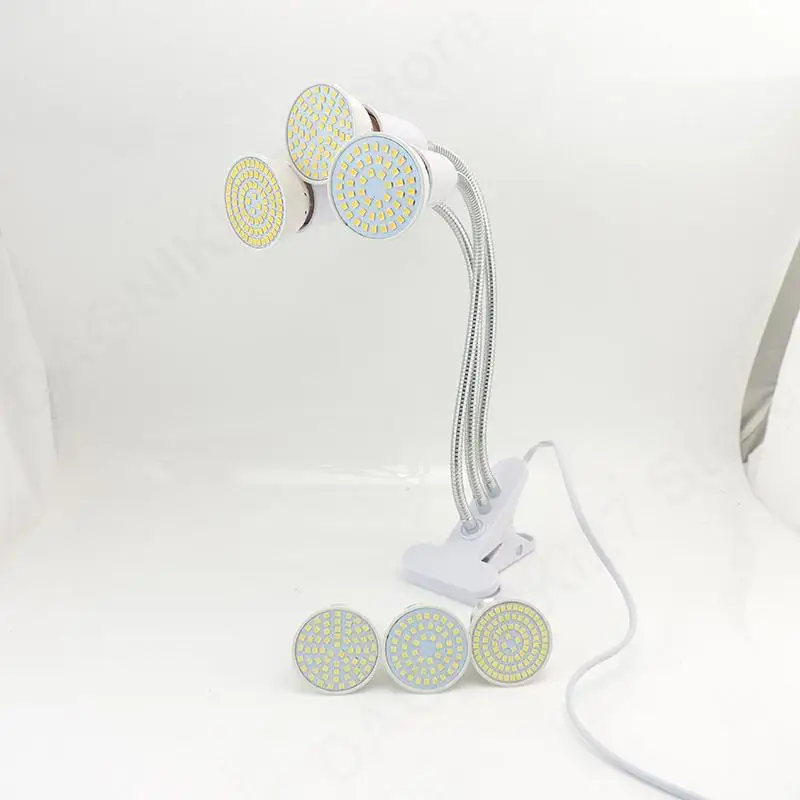 80LED 3 ヘッドフルスペクトル太陽光花植物成長ライトフィトランプデスククリップ Fitolamp 屋内野菜グローボックス温室 V27