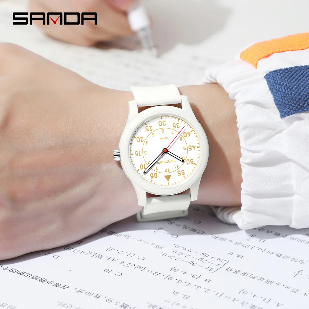 SANDA 3268 유행 여성 학생 쿼츠 시계, 방수 야광 심플 포인터, 여성 에디션