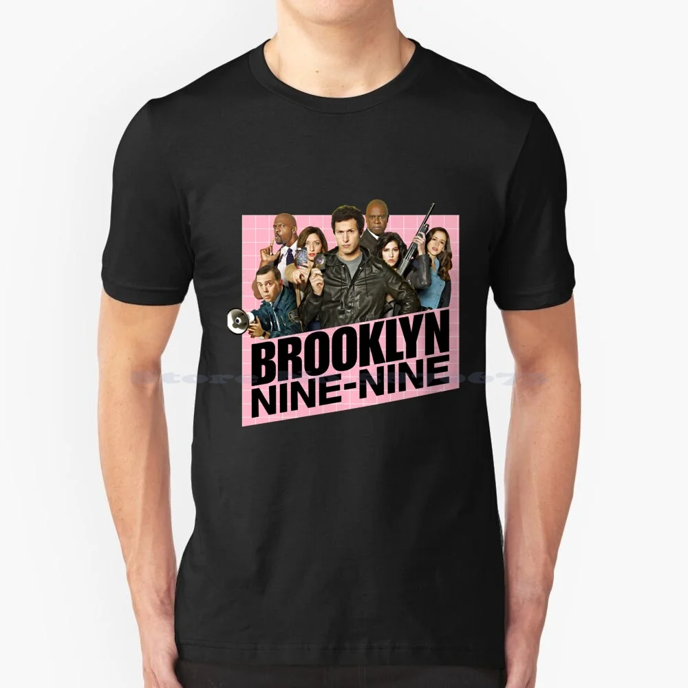 Brooklyn Nine-Nine Pink Logo T Shirt 100% Cotton Tee Brooklyn 99 B99 Jake Peralta Cheddar Trending Brooklyn Nine Nine Brooklyn