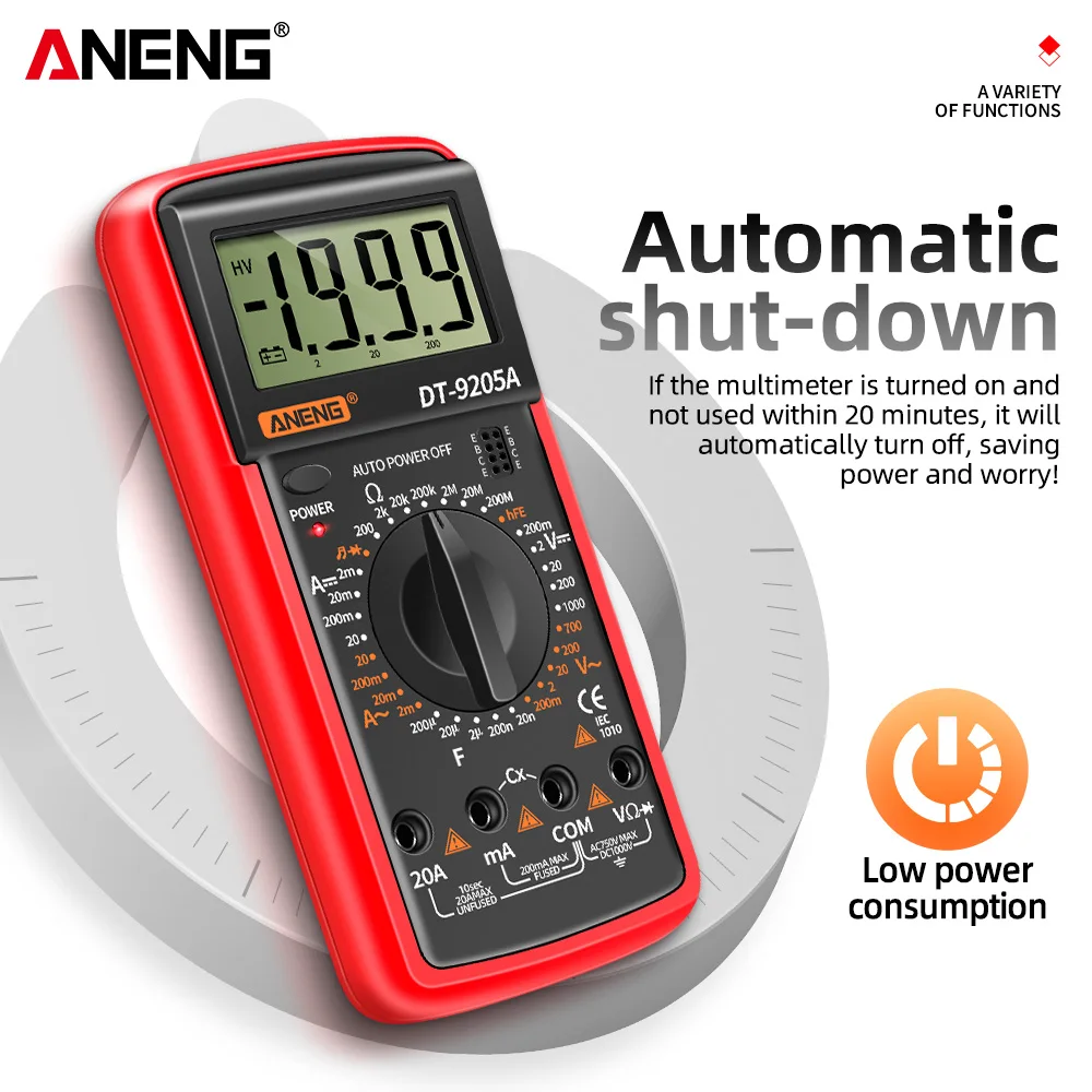 ANENG DT9205A Cyfrowy profesjonalny multimetr AC/DC Tester napięcia tranzystorowego Elektryczny NCV True RMS Analog Auto Range Multimetro