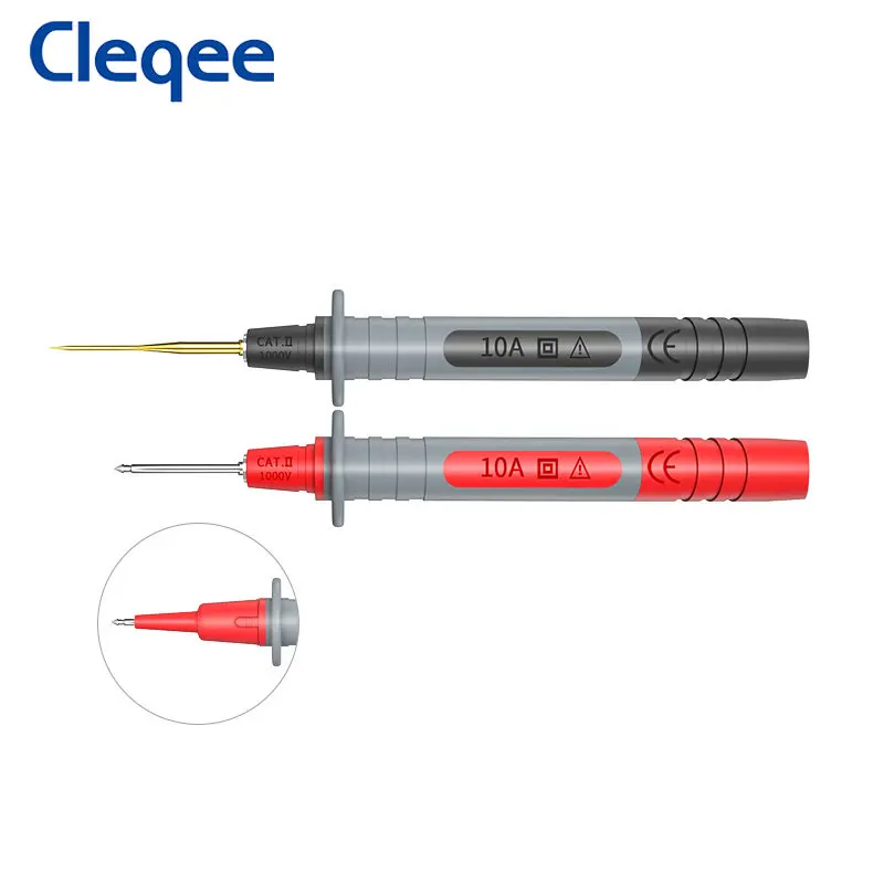 Imagem -04 - Cleqee P1300b 16 Peças mm Plugue Banana Kit de Cabos de Teste de Multímetro Mais Agulhas de Sonda de Teste Substituíveis Mais Clipes de Jacaré Mais Canetas de Sonda de Teste