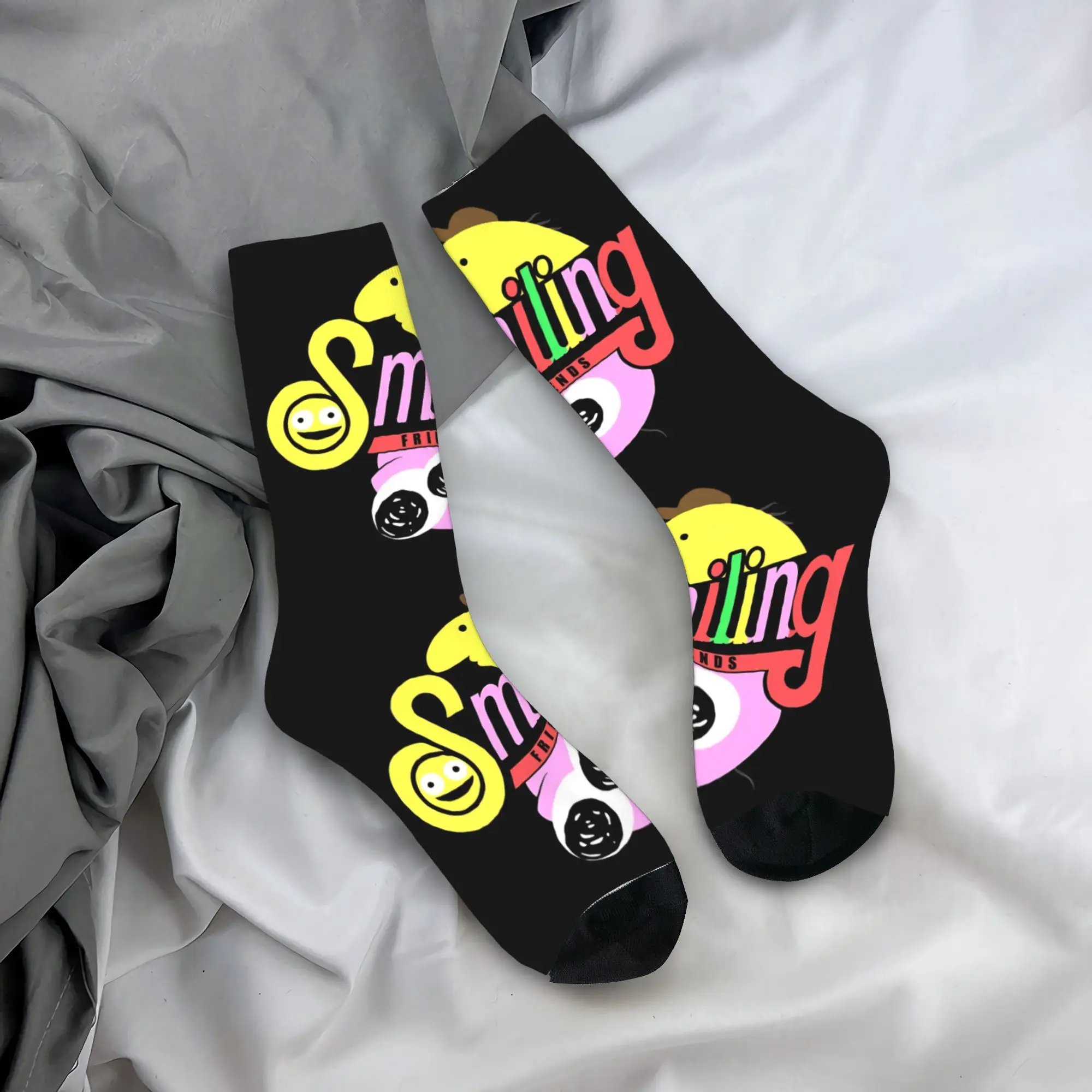 

Мужские носки унисекс, чулки с газировкой улыбающихся друзей, противоскользящие носки высокого качества, весенние спортивные носки для бега с кавайным рисунком