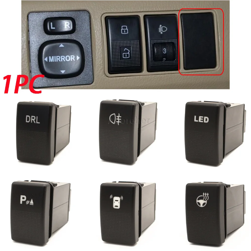 1PC Car Modified Front Rear Fog Light Power Radar Heat Rearview Mirror LED DRL Switch On Off Button For Mazda 5 6