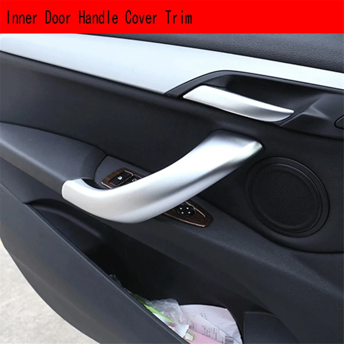 4Pcs ABS Silver Car Inner Door Handle Cover Trim for BMW X1 F48 2016-2019 X2 F47 2018-2020