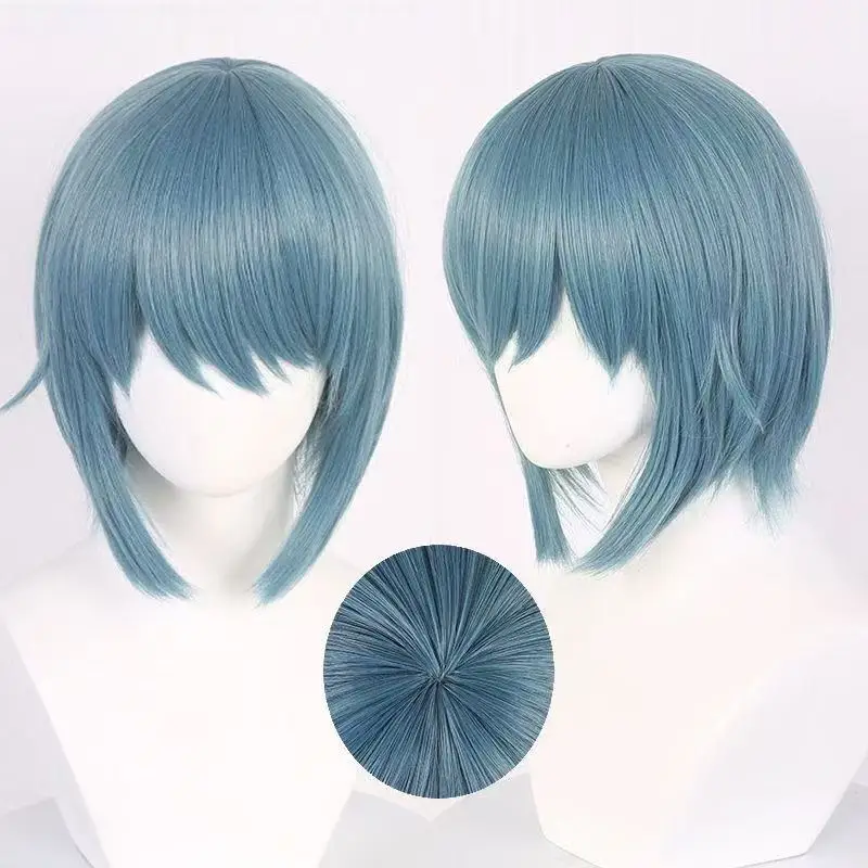 قطعة واحدة من قصة شعر بوب باللون الأزرق الفاتح قصيرة مستقيمة للفتيات السحرة الصغيرة على شكل دائرة أنيمي Meishu Sayaka #3