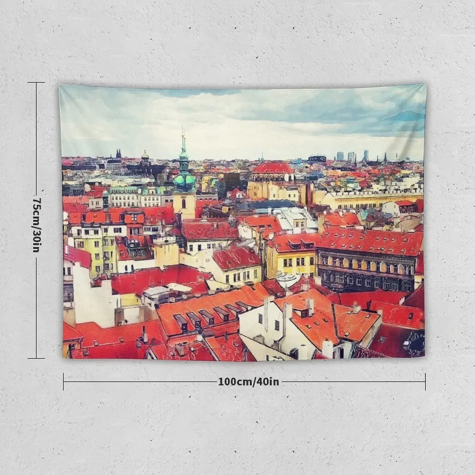 Prague panorame city Tapestry Decorative Paintings Room Decore Aesthetic Tapestry