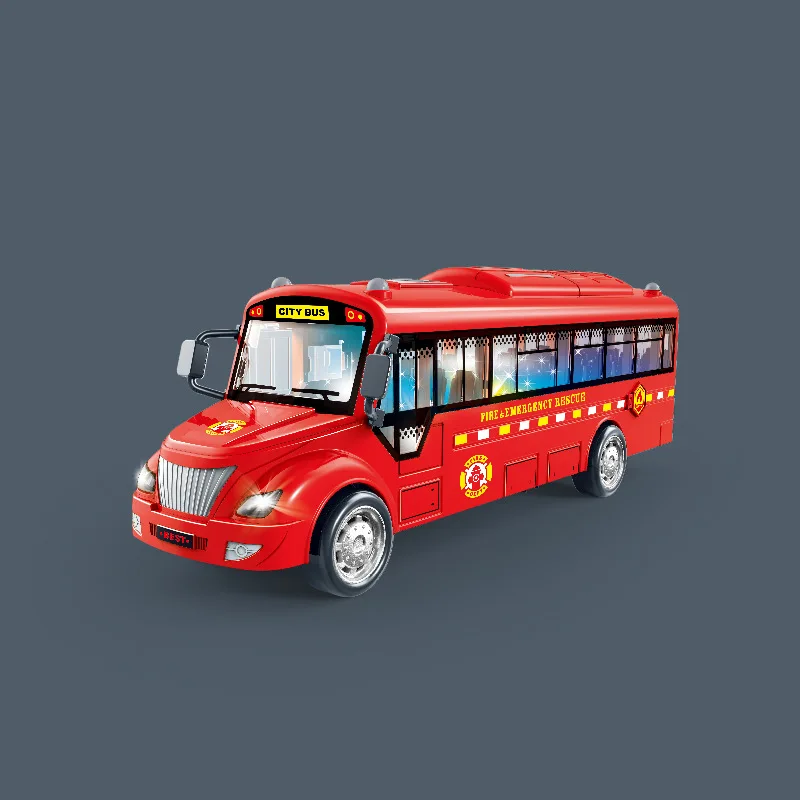 Modelo de autobús con luz y sonido para niños, coche de juguete, vehículo de juego en miniatura, rueda de inercia, regalo de cumpleaños, B200