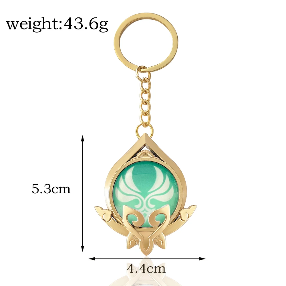 New Genshin Impact Vision Metal Keychain Eye of God 7 Element Weapons Double Sided Luminous Pendant Keyring Gift Cosplay Jewelry