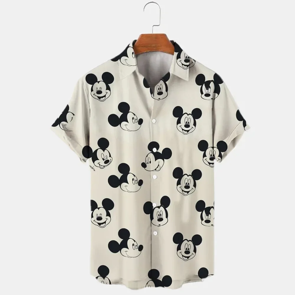 Miniso-camisa con estampado 3D de Disney para hombre, camisa con estampado de Pato Donald, Mickey Mouse, moda de verano, Tops de Boutique Retro, tendencia callejera