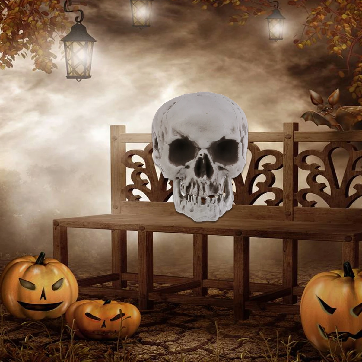 

Plastic Ornaments Halloween Party Props Decor Masquerade Cosplay Desktop Accessories Lightweight Skull Decorations