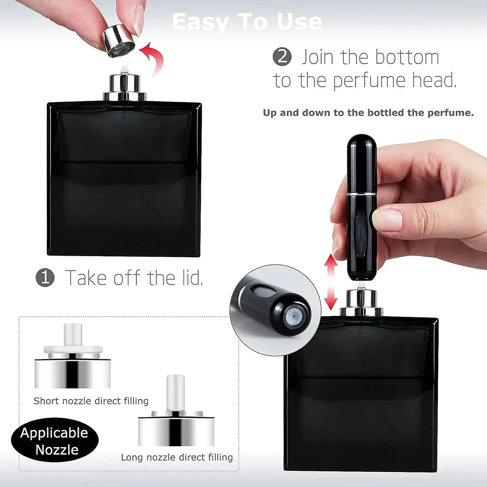 Mini atomiseur de parfum portable, contenant liquide pour cosmétiques, vaporisateur en aluminium de voyage, d'extraction pulvérisateur de tous les jours, 10 pièces, 5ml