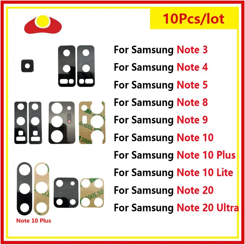 

10Pcs Back Camera Glass Lens For Samsung Galaxy Note 20 10 9 8 5 4 3 Plus Lite Ultra With Glue Adhesive Repair Parts