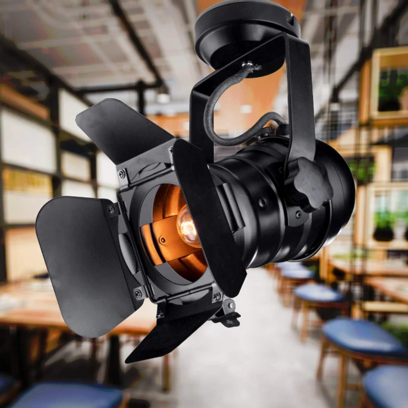 E27 Track Light Loft Industrial Celling Iron Spotlight Rail Lamp Adjustable Angle for Clothing Store Coffee Shop Direct Light