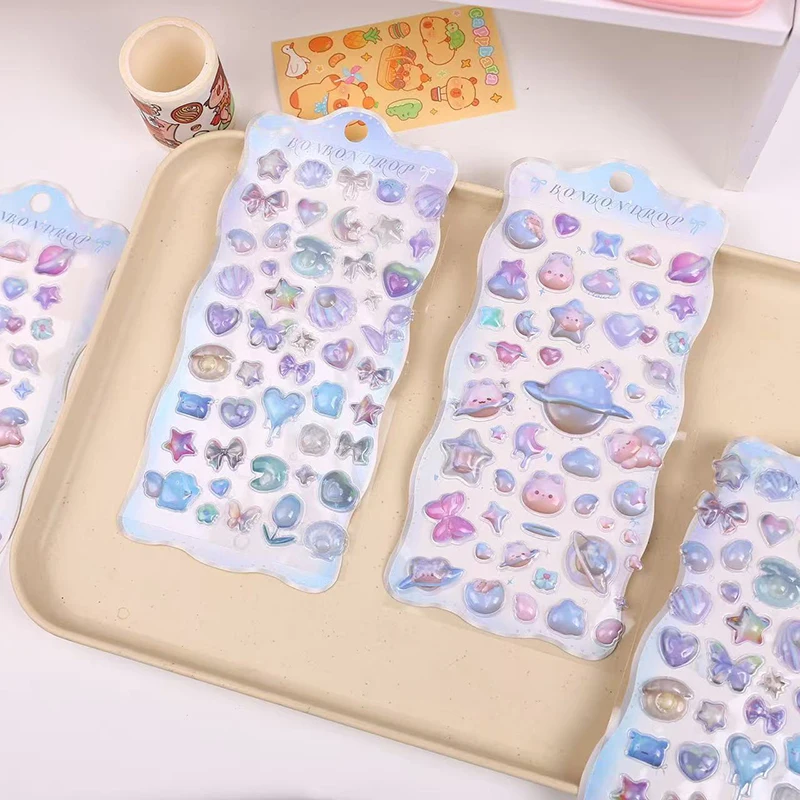 Pegatinas de papelería para diario 3D, pegatina para álbum de recortes, decoración para diario, decoración divertida y dulce, helado, mascotas, gota TMZ