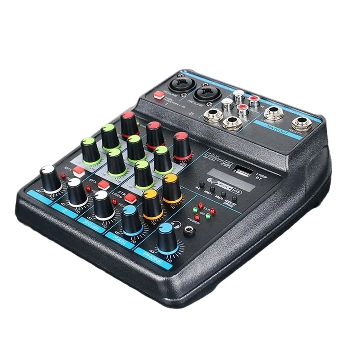 4-Channel Mini Professional Audio Mixer and Mixing Console with 48V Phantom Power for Home Computer Studio Live Broadcast