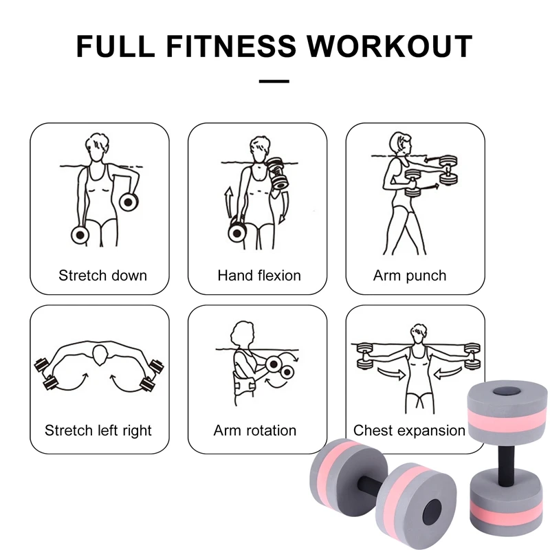 2 Pcs Aerobic Exercise Foam Dumbbell Pool Resistance, Water Fitness Barbell Handlebar Exercise Equipment To Lose Weight