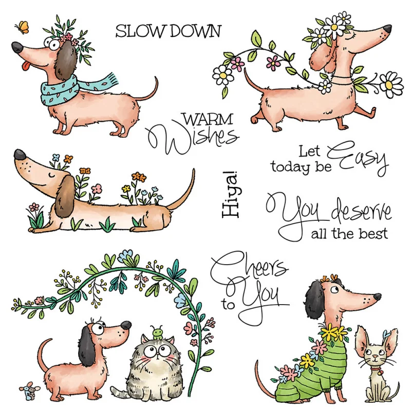 

Dachshund Dog Clear Silicone Stamps Carbon Steel Cutting Dies Wholesale DIY Scrapbook Journal Embossing Template Paper Card