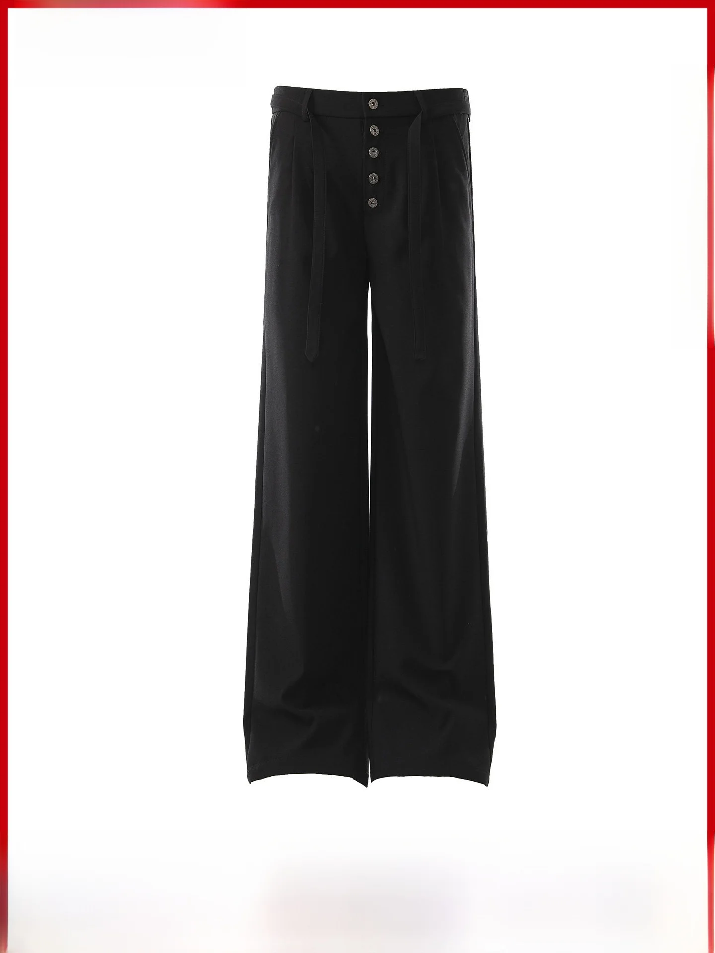 American Style Five Buckle Belted Anti-Wrinkle Swordsmanship Pants Men's Commuter Casual Flared Long Trousers