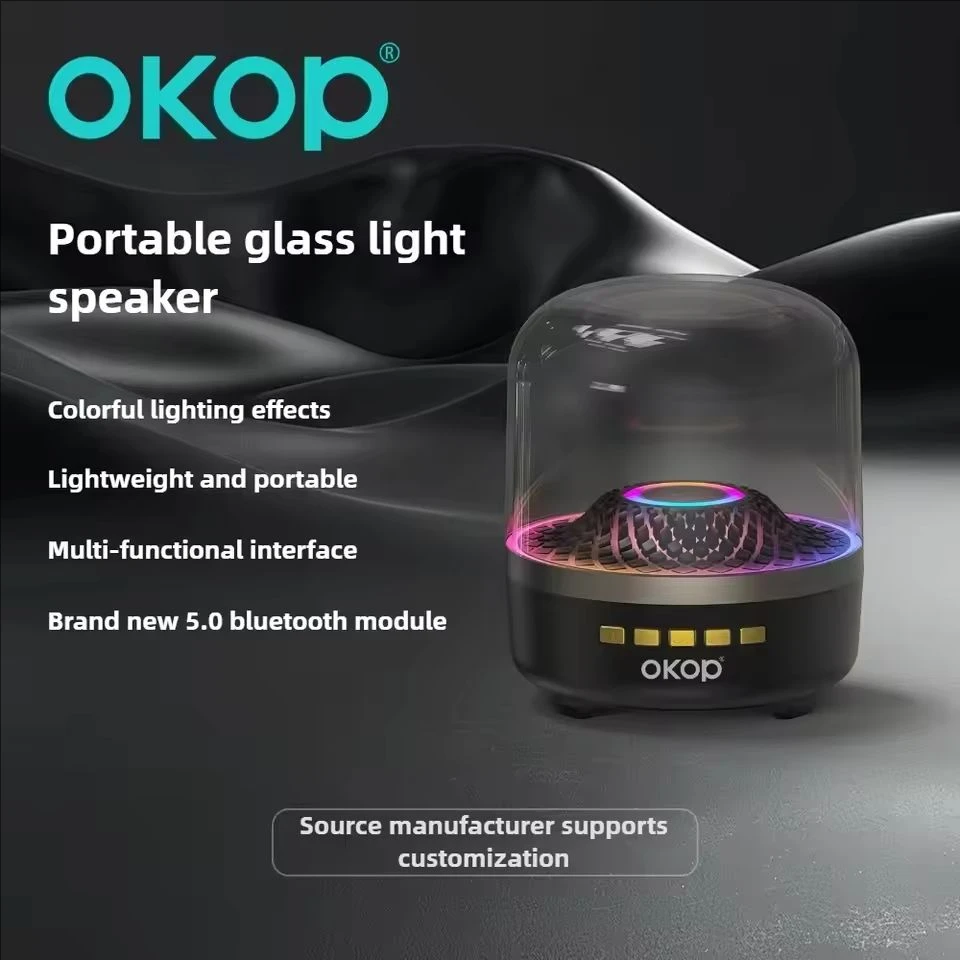 

OKOP Glazed Wireless Bluetooth Speaker Audio Home Card Desktop RGB Subwoofer Multifunctional Atmosphere Speaker Home Camping