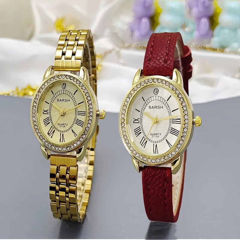 Brand Women Watch Diamond Studded Roman Dial Quartz Watch Luxury Ladies Wristwatch Gift Fashion Leather Strap Clock Montre