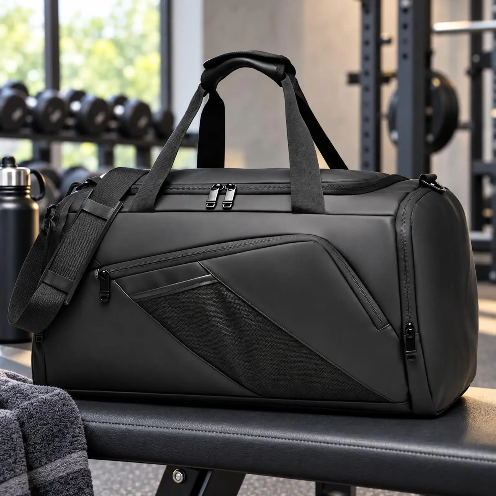 Versatile Travel Training Carryall Sports Duffel Bag with Wet Dry Compartment Polyester Lining for Gym Workout Commute