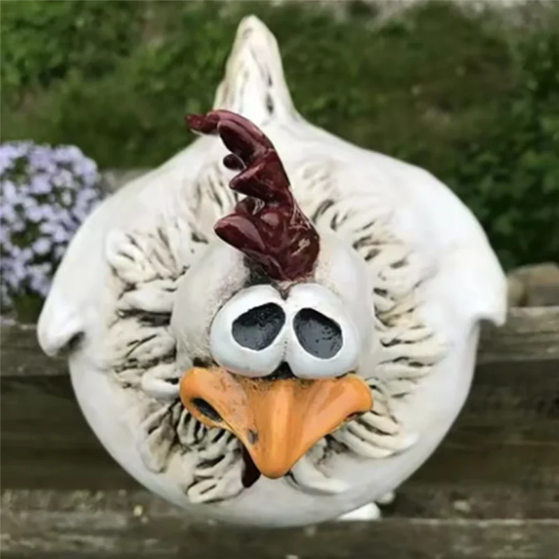 

Chicken Fence Decor Statues Resin Garden Farm Yard Chicken Sculpture Art Craft Housewarming Home Decoration