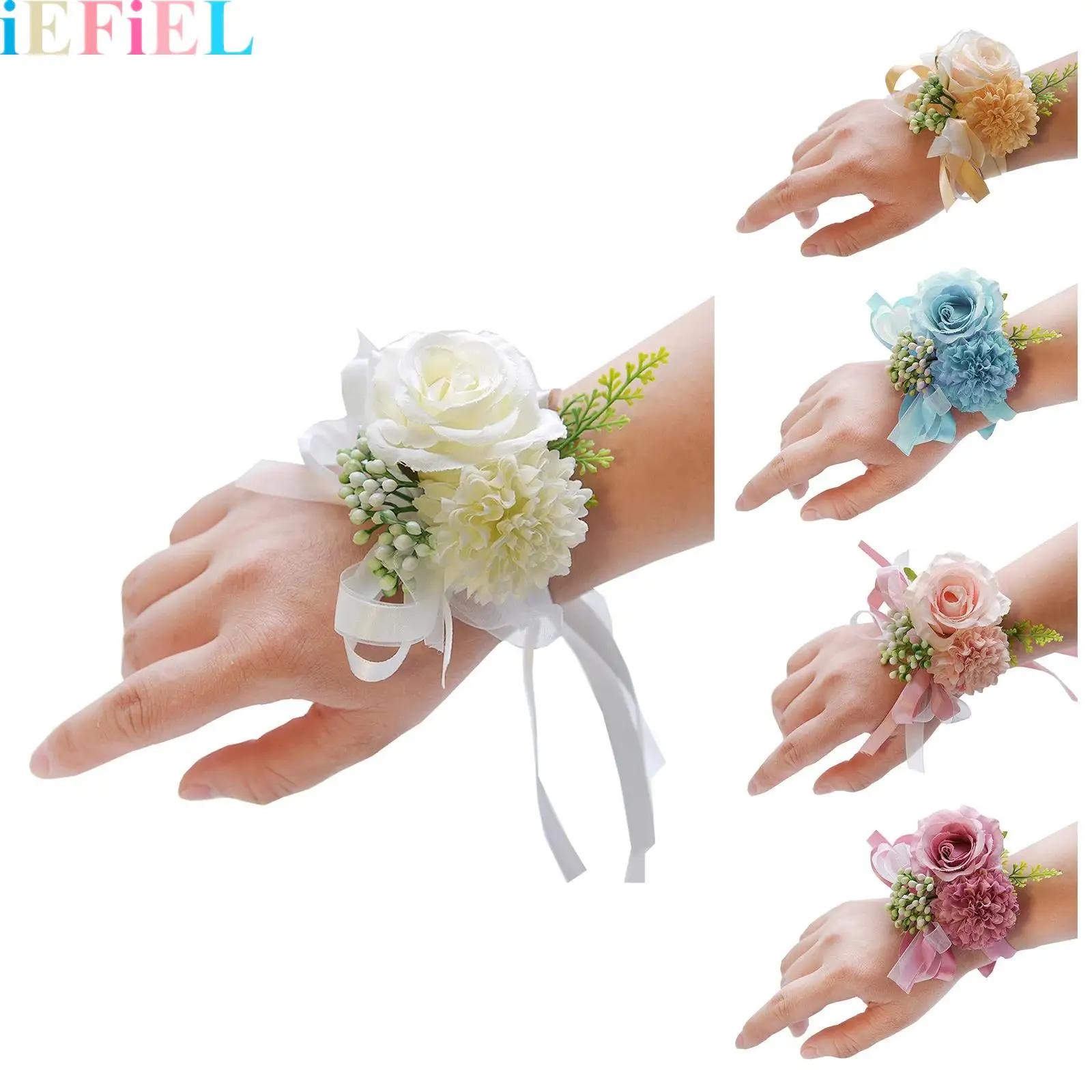 

Wedding Bride Groom Bridesmaids Groomsmen Wedding Homecoming Prom Flowers Artificial Wrist Corsage Flower