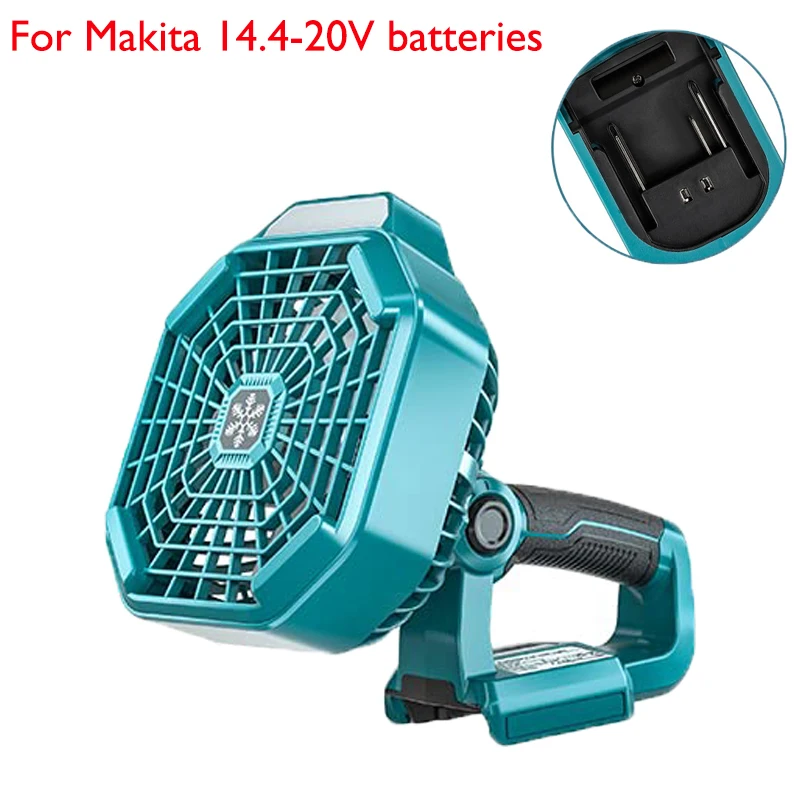

For Makita 18V Batteries Portable Camping Fan with Remote Control LED Light USB Plug for Camping Construction Site Battery Fan