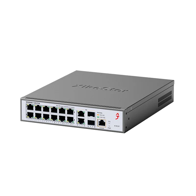 XikeStor L3 Managed 12 Ports 2.5G RJ45 2 Ports 10G RJ45 2 Ports 10G SFP+ Ethernet Support VLAN/ DHCP WEB/CLI