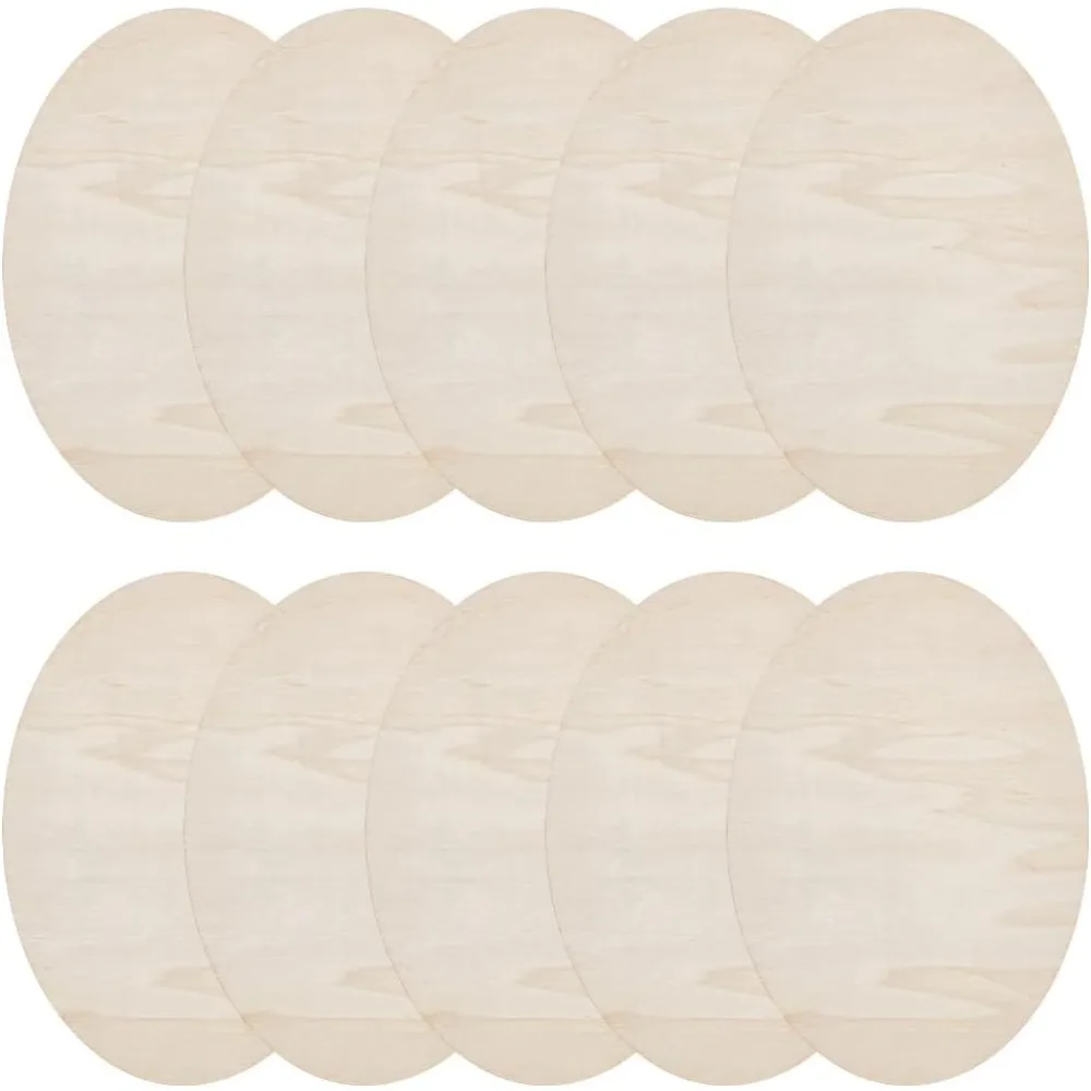 10pcs Wooden Oval Cutout 6 x 8.8 Inch Unfinished Beech Wooden Blank Slices Crafts Wood Oval Cutout Shape DIY Plank Cutout