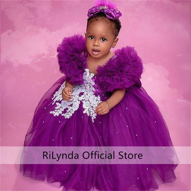 PurpleTulle Girl Dress Knee Length Princess Dres Flower Girl Dresses Cute Baby Girl Dress Girl Birthday Party Dresses AliExpress