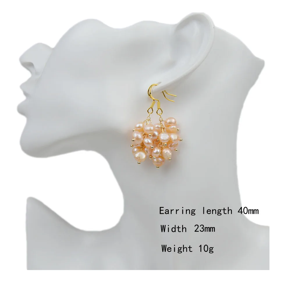 Green Freshwater Pearls Earrings For Women Grape Bunch Statement Pearl Hook Earring Bride Wedding Jewelry Small Party Earring