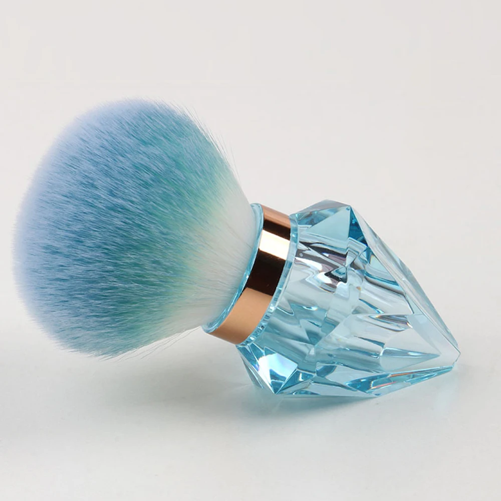 Blue Pink Premium Acrylic Nail Dust Brush with Diamond Acrylic Handle for Nails Makeup Brushes Manicure