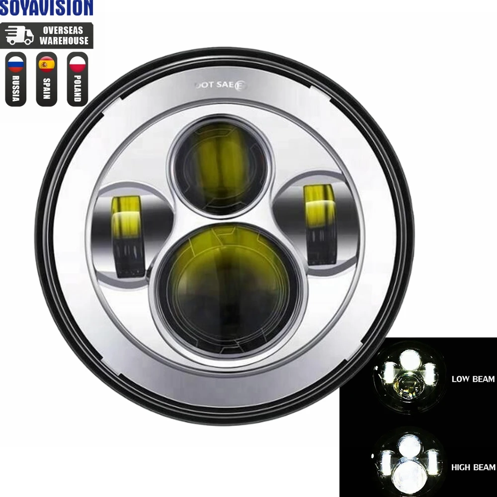 7 Inch Led Auto Koplamp Motorfiets LED Koplamp DRL Angel Eyes voor Harley Honda Yamaha Jeep Lada Niva Stedelijke Auto H4 koplamp